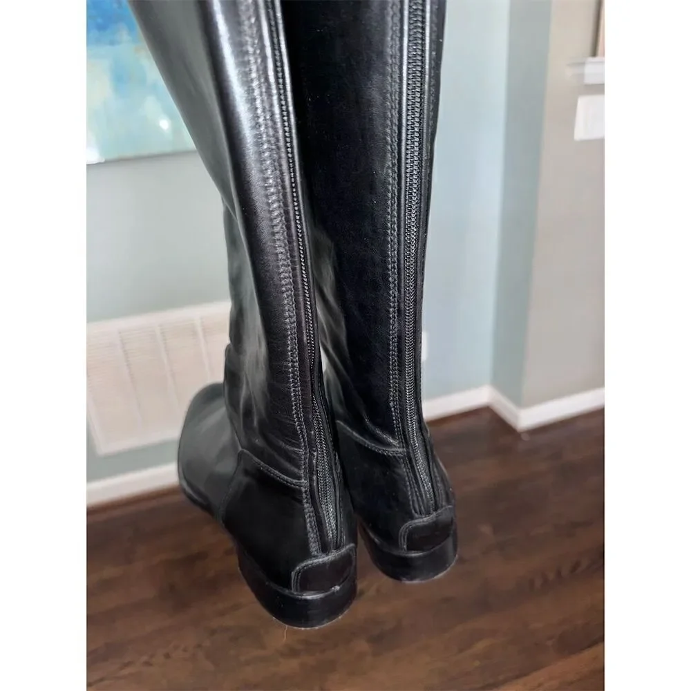 Fratelli‎ Rossetti Women's Knee-High Black Leather Riding Boots Size 9.5